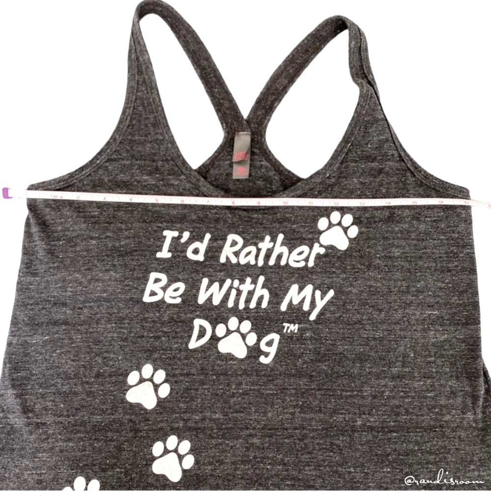 GUC Women’s “I’d Rather Be With My Dog” Graphic Racerback Gray Tank Top SZ L - Picture 7 of 10